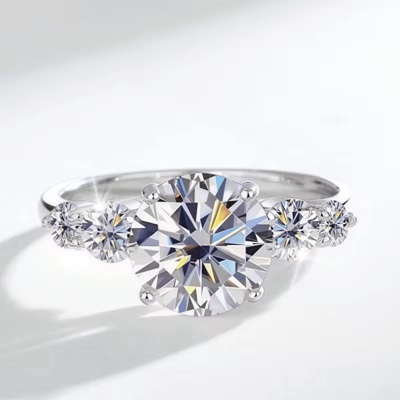 3 Carat Round Cut Moissanite Engagement Ring in Genuine 925 Sterling Silver