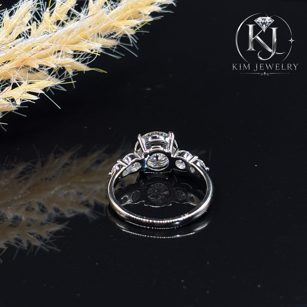 3CT Round Cut Moissanite Engagement Ring