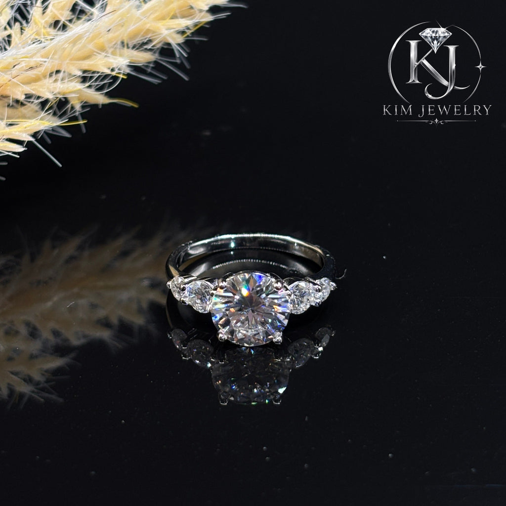 3CT Round Cut Moissanite Engagement Ring