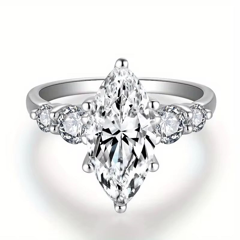 3 Carat Marquise Cut Moissanite Engagement Ring in 925 Sterling Silver