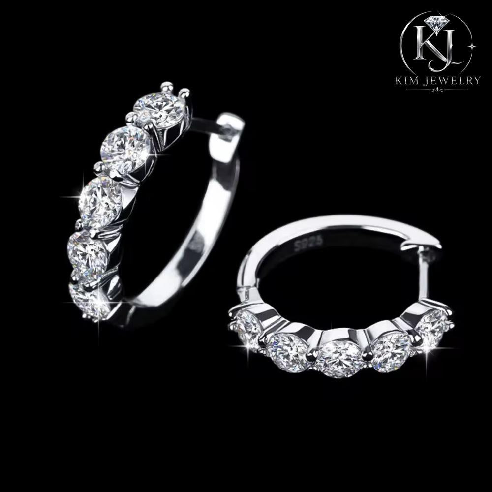 Round Cut Moissanite Hoop Earrings