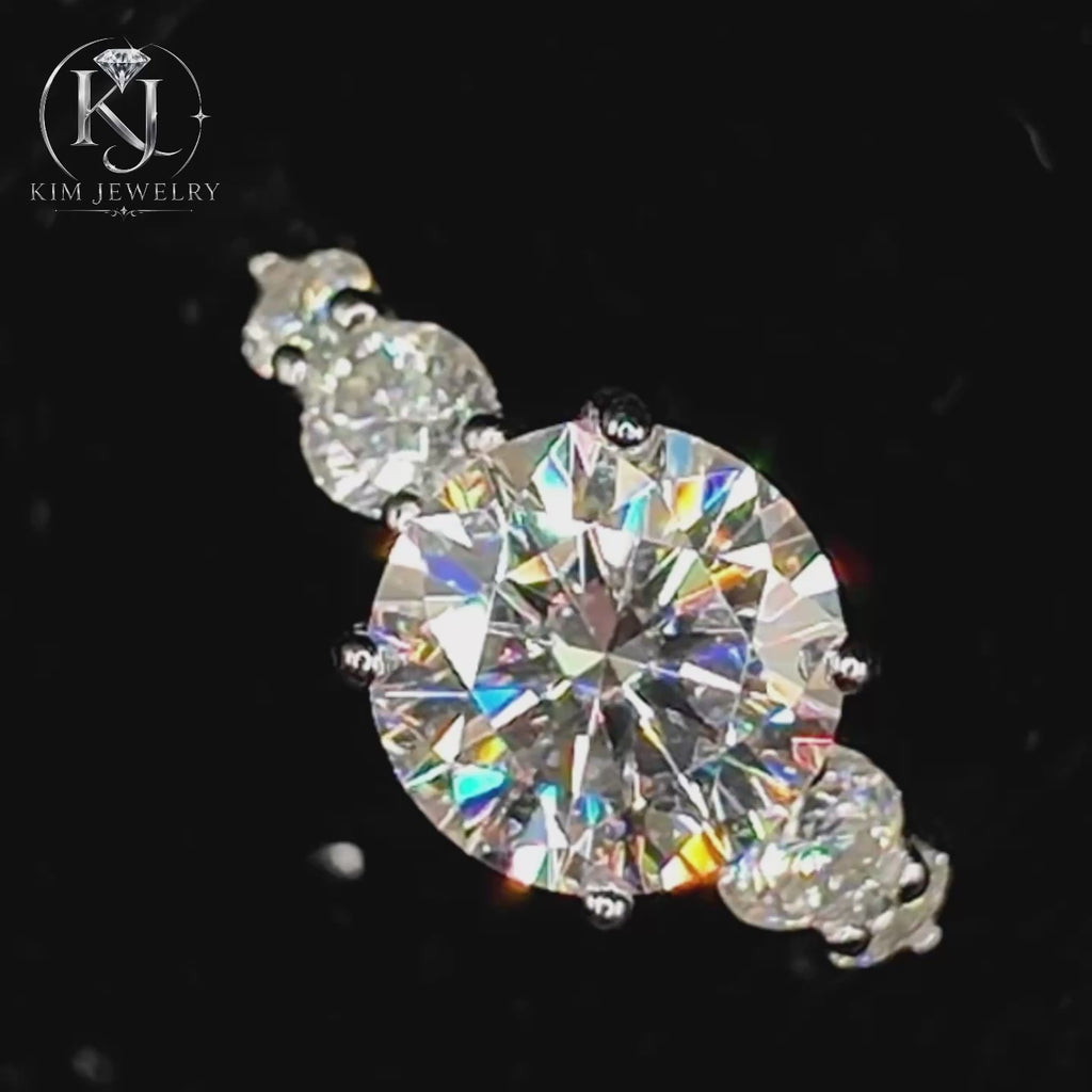 3CT Round Cut Moissanite Engagement Ring