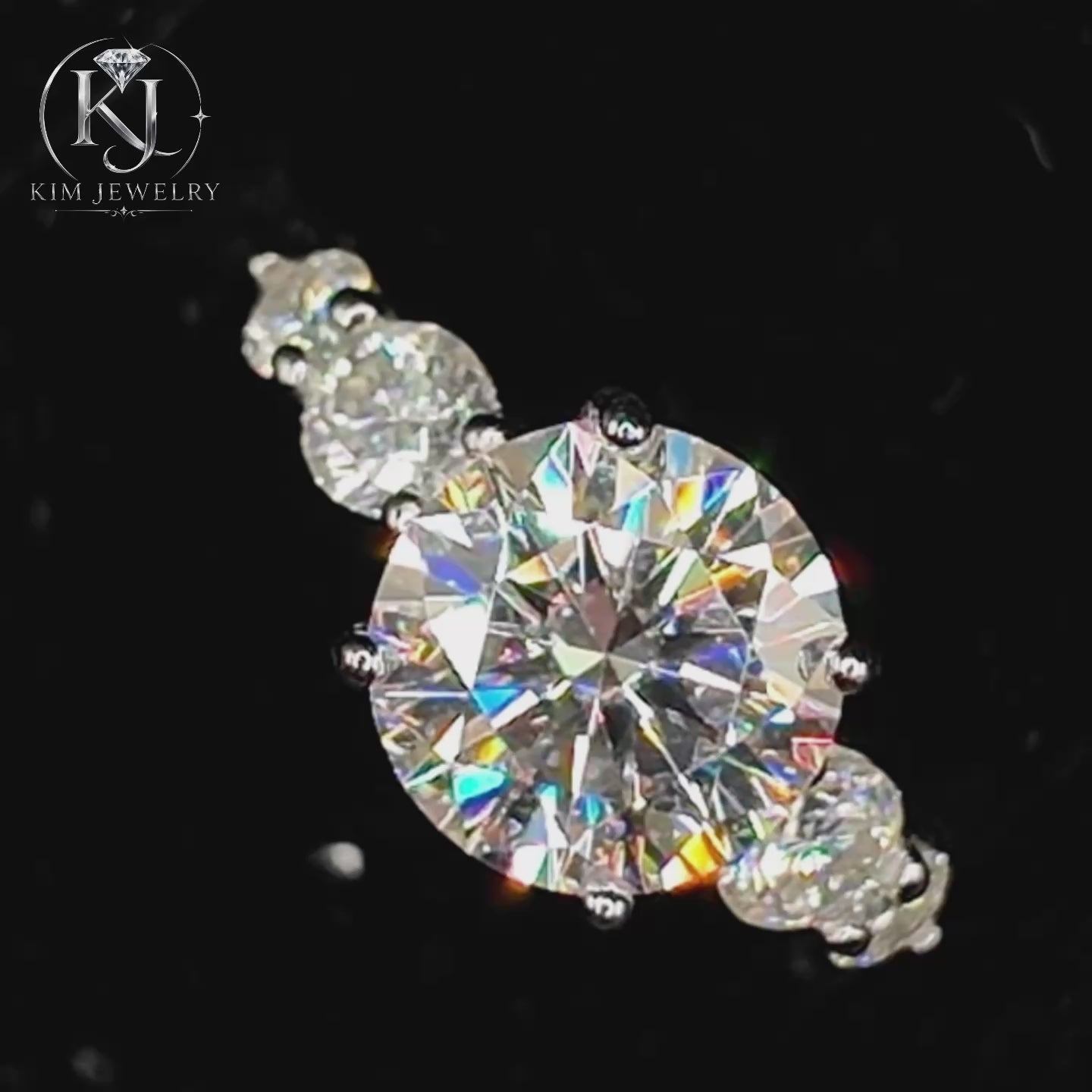 3CT Round Cut Moissanite Engagement Ring