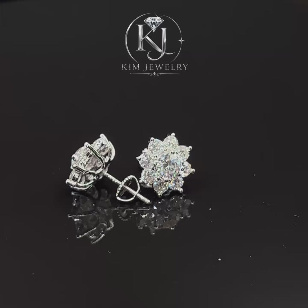 Flower Moissanite Stud Earrings