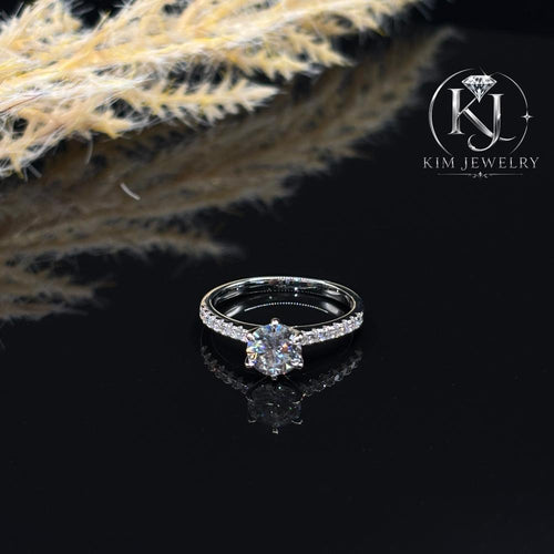 1CT | 2CT Round Cut Moissanite Ring - D Color, VVS Clarity, GRA Certified