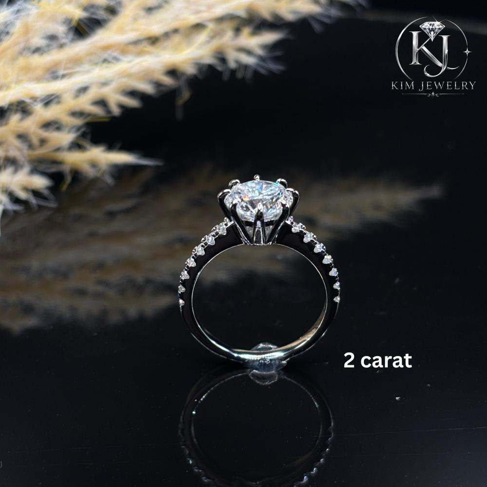 1CT | 2CT Round Cut Moissanite Ring - D Color, VVS Clarity, GRA Certified
